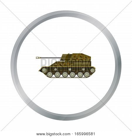 Military tank icon in cartoon style isolated on white background. Military and army symbol vector illustration - stock vector