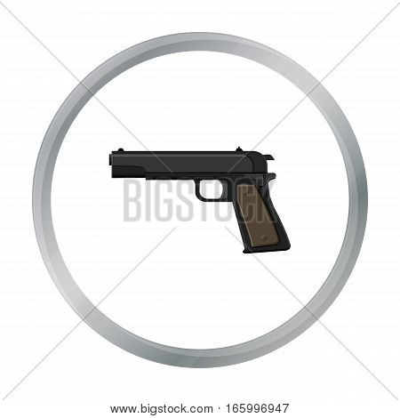 Military handgun icon in cartoon style isolated on white background. Military and army symbol vector illustration - stock vector