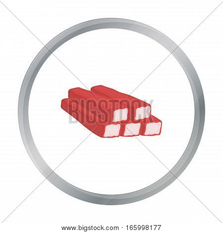 Crab sticks icon in cartoon style isolated on white background. Meats symbol vector illustration - stock vector