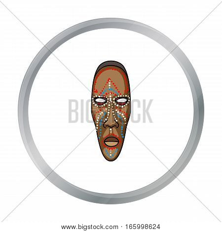African mask icon in cartoon style isolated on white background. Museum symbol vector illustration. - stock vector