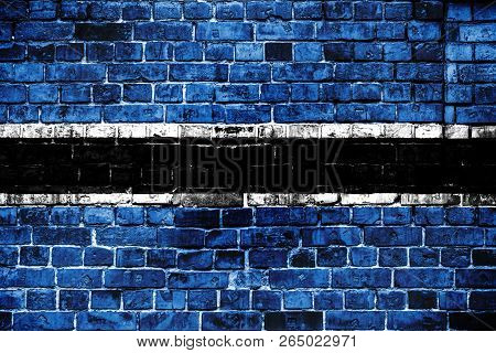 National Flag Of Botswana On A Brick Background. Concept Image For Botswana: Language , People And C