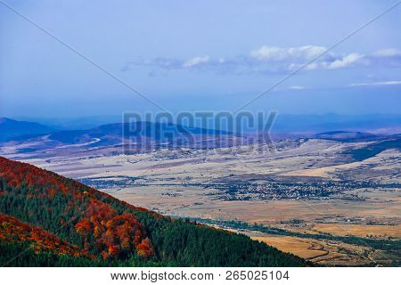 Bulgarian Landscape, Autumn. Sapareva Banya Village View.