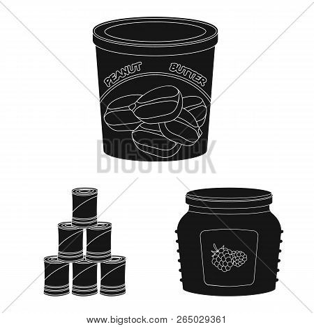Vector Design Of Can And Food Icon. Set Of Can And Package Vector Icon For Stock.