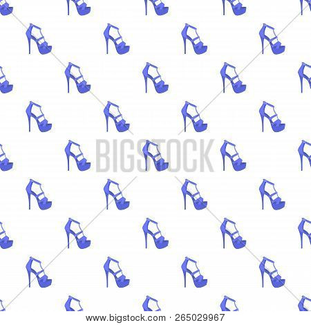 Blue Woman Sandal Pattern Seamless Repeat Background For Any Web Design