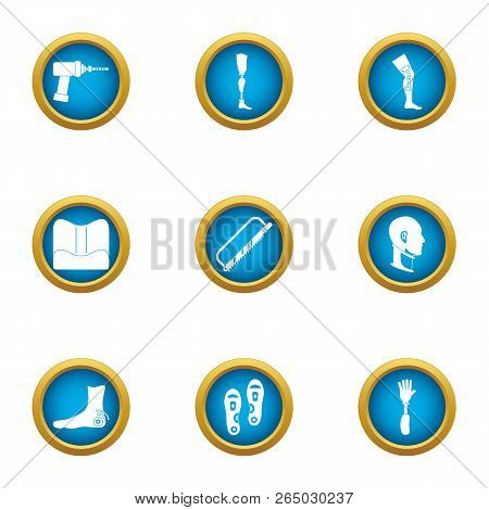 Plastic Foot Icons Set. Flat Set Of 9 Plastic Foot Vector Icons For Web Isolated On White Background