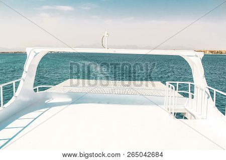 Luxury Yacht, Stern Interior, Comfortable Design For Rest Leisure Tourism Travel