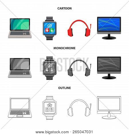 Vector Illustration Of Laptop And Device Logo. Set Of Laptop And Server Vector Icon For Stock.