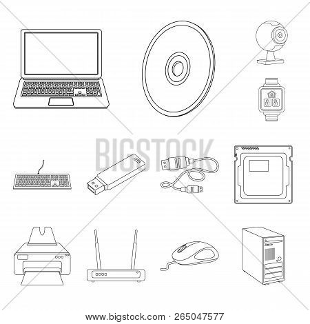 Vector Design Of Laptop And Device Sign. Set Of Laptop And Server Vector Icon For Stock.