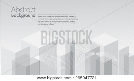 Vector Abstract White Background Geometric Shape From Gray Cubes. White Squares Space For Text Edit.