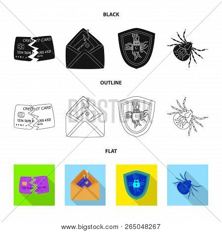 Isolated Object Of Virus And Secure Symbol. Collection Of Virus And Cyber Stock Vector Illustration.