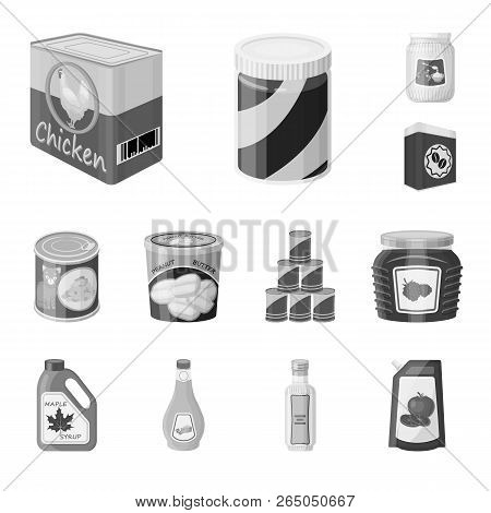 Vector Design Of Can And Food Symbol. Collection Of Can And Package Stock Vector Illustration.