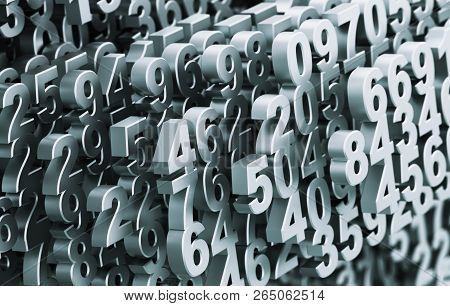 Digilal Matrix From Metal Numbers. 3d Illustration.