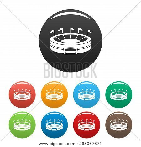 Baseball Arena Icons Set 9 Color Vector Isolated On White For Any Design