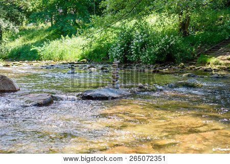 River In The City Of Freiburg, Germany, Stones