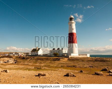 White And Red Large Lighthouse Isle Of Portland Weymouth Building Summer