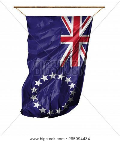 Flag Of Cook Islands. Isolated On A White Background.