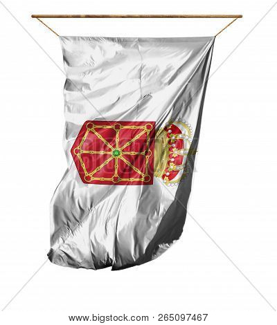 Flag Of Navarra Coat Of Arms. Isolated On A White Background.