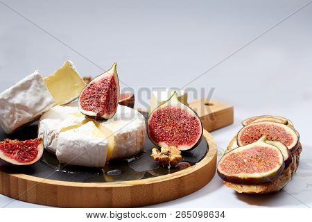 Camembert Cheese Sandwich With Figs, Nuts And Honey