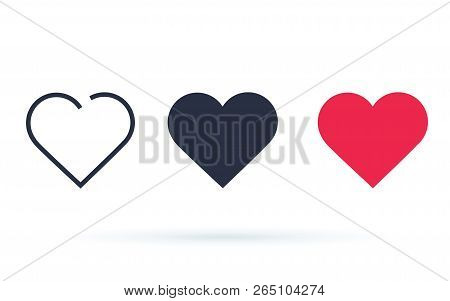 Like And Heart Icon. Live Stream Video Chat, Likes Buttons. Social Nets Red Heart Web Buttons Isolat