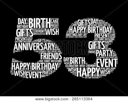 Happy 53rd Birthday Word Cloud Collage Concept