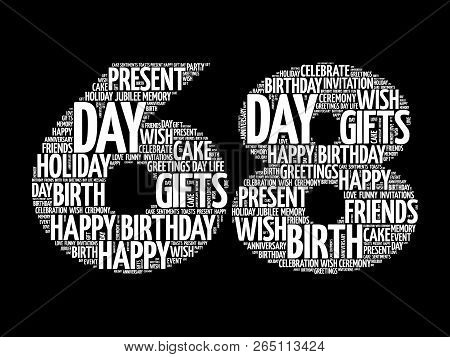Happy 68th Birthday Word Cloud Collage Concept