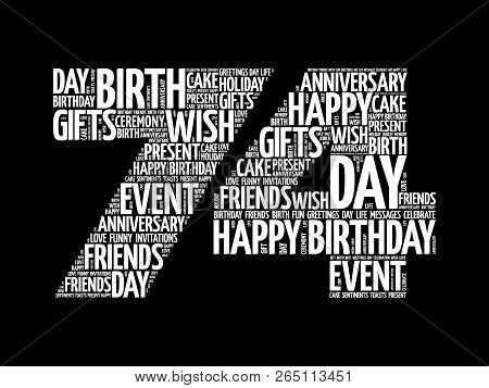 Happy 74th Birthday Word Cloud Collage Concept