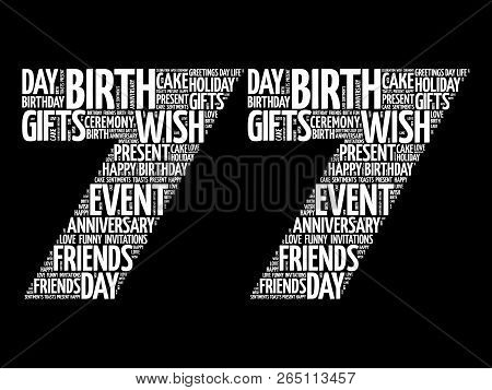 Happy 77th Birthday Word Cloud Collage Concept