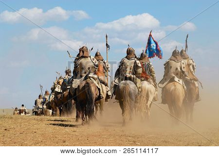 Ulaanbaatar, Mongolia - August 17, 2006: Unidentified Mongolian Horse Riders Take Part In The Tradit