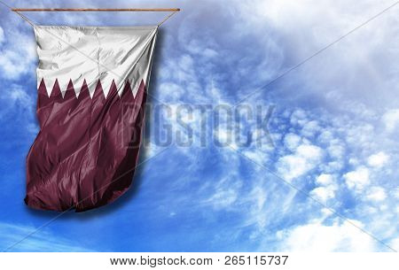 Flag Of Qatar With Place For Your Text