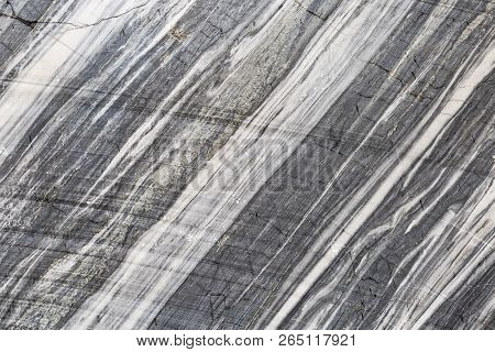 Grey Pattern Marble Stone For Backdrop. Natural Marble Texture. Marble From Canyon Ruskeala. Russia.
