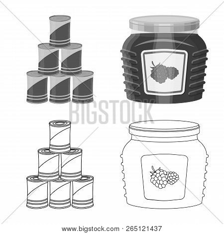 Vector Illustration Of Can And Food Logo. Set Of Can And Package Stock Vector Illustration.