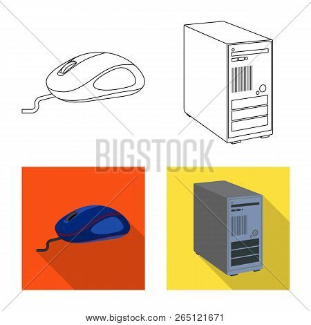 Vector Illustration Of Laptop And Device Logo. Set Of Laptop And Server Vector Icon For Stock.