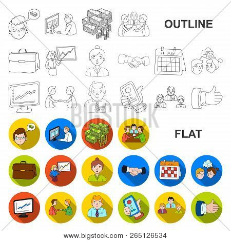 Business Conference And Negotiations Flat Icons In Set Collection For Design.business And Training V