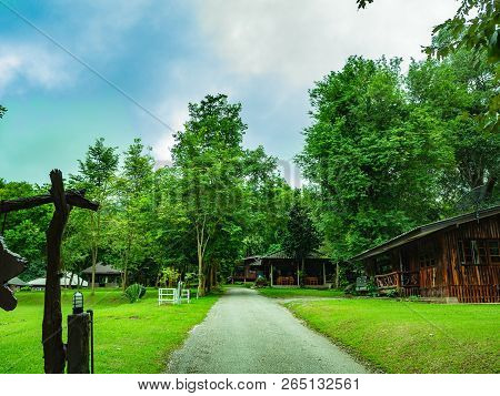 Beautiful Green Nature And Wooden Resort In Ramkhamhaeng National Park Sukhothai Thailand