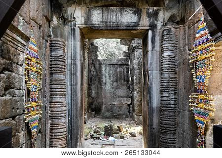 Inside Ancient Khmer Temple Of Prasat Krol Ko In Angkor Wat Complex At Siem Reap, Cambodia.