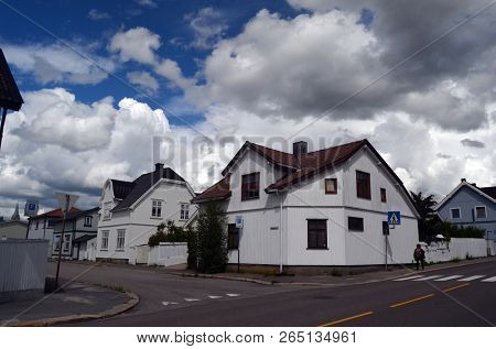 View of historical buildings of Sarpsborg, Norway. June 20,2018.Sarpsborg , Norway