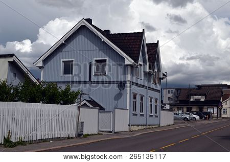View of historical buildings of Sarpsborg, Norway. June 20,2018.Sarpsborg , Norway