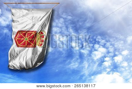 Flag Of Navarra Coat Of Arms With Place For Your Text