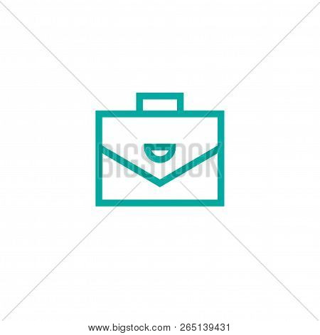 Document Folder, Suitcase, Brief Case, Hand Bag. Blue Line Squared Flat Icon Isolated On White.