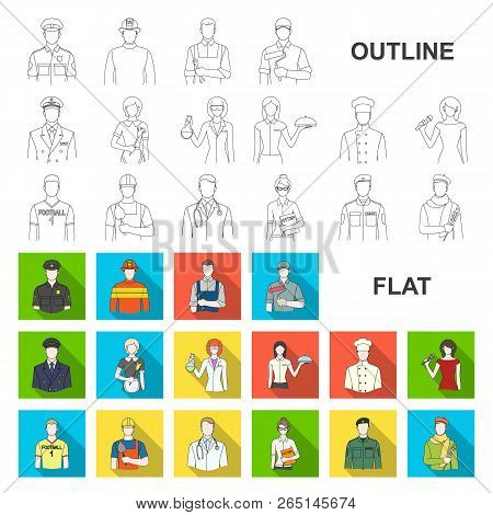 People Of Different Professions Flat Icons In Set Collection For Design. Worker And Specialist Vecto