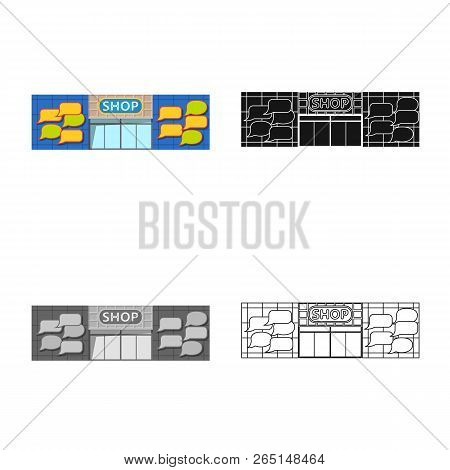 Vector Illustration Of Building And Front Sign. Set Of Building And Roof Vector Icon For Stock.