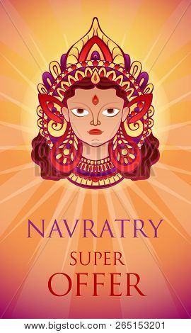 Navratry Sale Offer Concept Banner. Cartoon Illustration Of Navratry Sale Offer Concept Banner For W