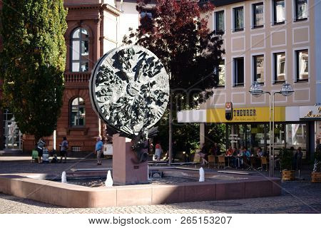 Worms, Germany - October 13: The Sculpture Wheel Of Fortune By The Artist Gustav Nonnenmacher On The