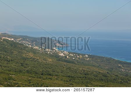 View From Llogara Pass To The Cikes Mountains In Albania.