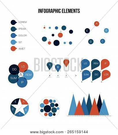 Ads Rating Visualisation Inforgaphic Elements Vector Set. Blue, Brown, Pie Chart, Group Diagram, Rat