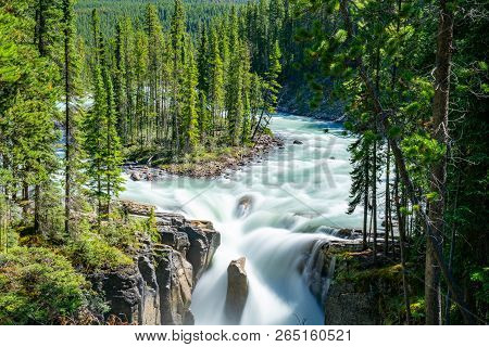 Beautiful Sunwapta Falls, Jasper National Park, Alberta, Canada