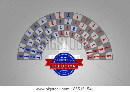 Illustration Idea For The November 2018 Us Midterm Election Chess Game.