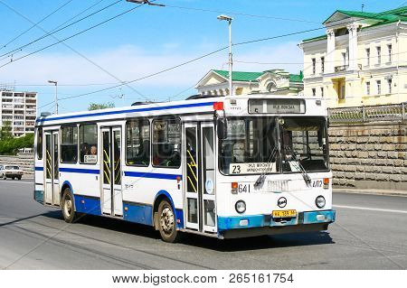 Yekaterinburg, Russia - May 8, 2010: Old Urban Bus Liaz 5256 In The City Street.