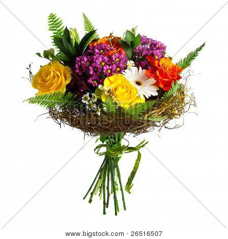 Bouqet hermosas rosas y gerberas