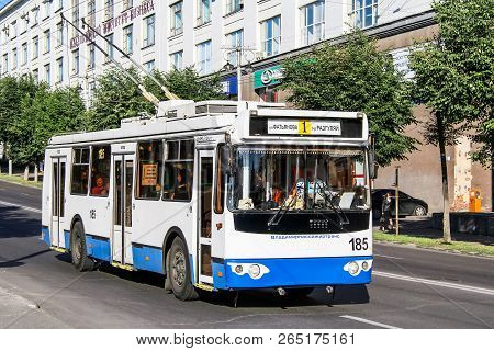 Vladimir, Russia - August 24, 2011: Modern Trolleybus Ziu 682g In The City Street.